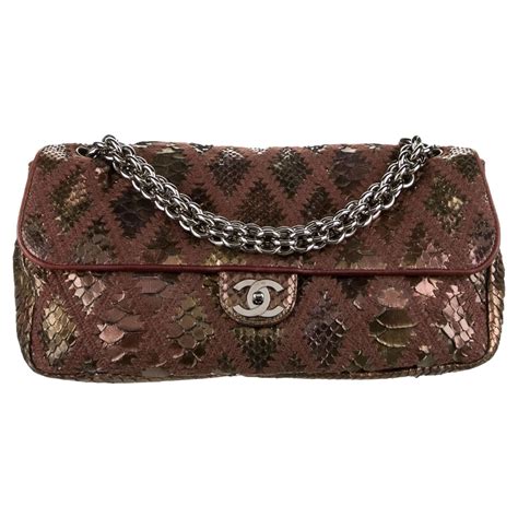 chanel metallic bronze python|Chanel python purses for sale.